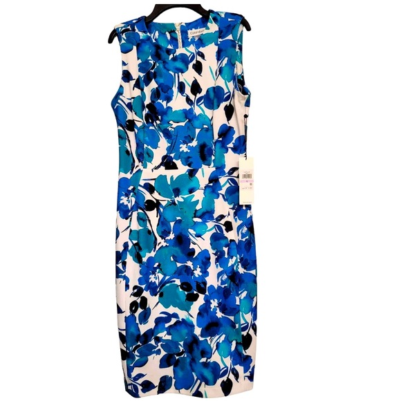 Calvin Klein Blue Floral Print Sleeveless Dress ~ NWT - Picture 1 of 5